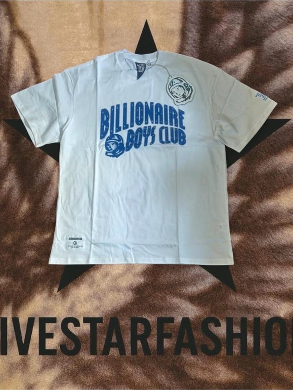 Billionaire Boys Club White Tee with Blue Logo Graphics